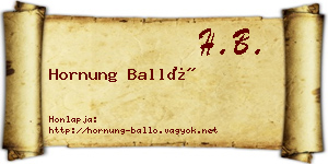 Hornung Balló névjegykártya